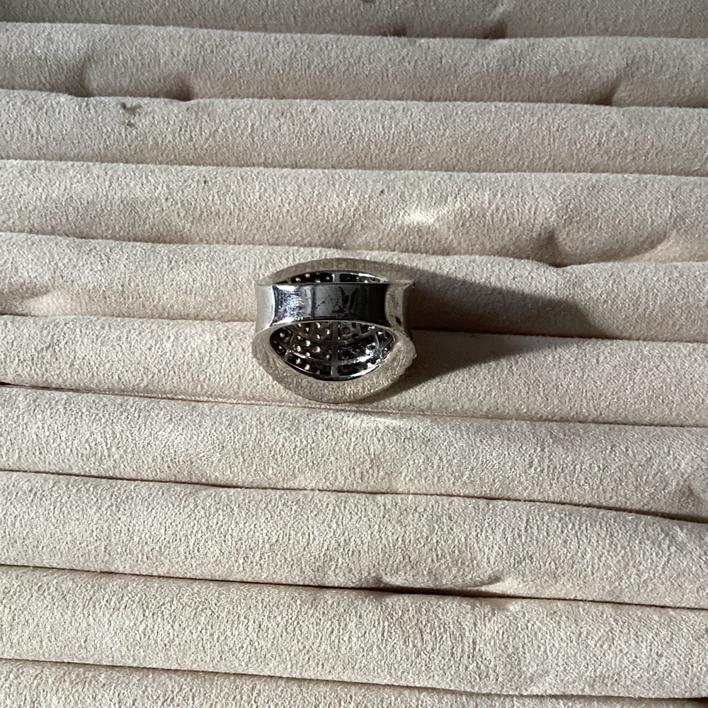 Silver Simulated Diamond Statement Ring - image 2